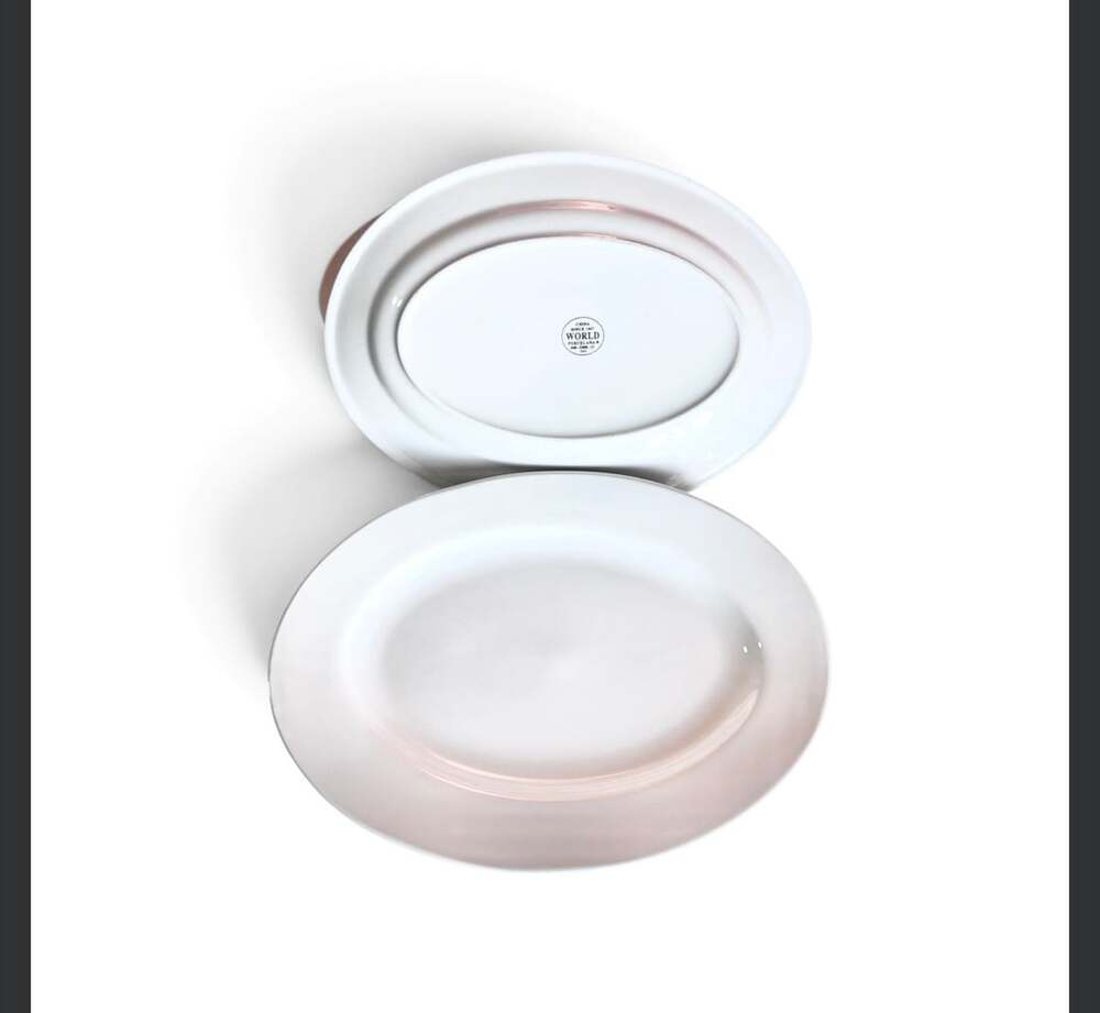 Vintage MCM World Porcelana Oval Platter White Porcelain Restaurantware